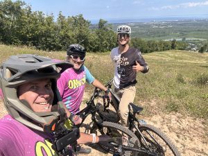 Conor Mike Tim riding bikes at Osler Bluffs Ski Club